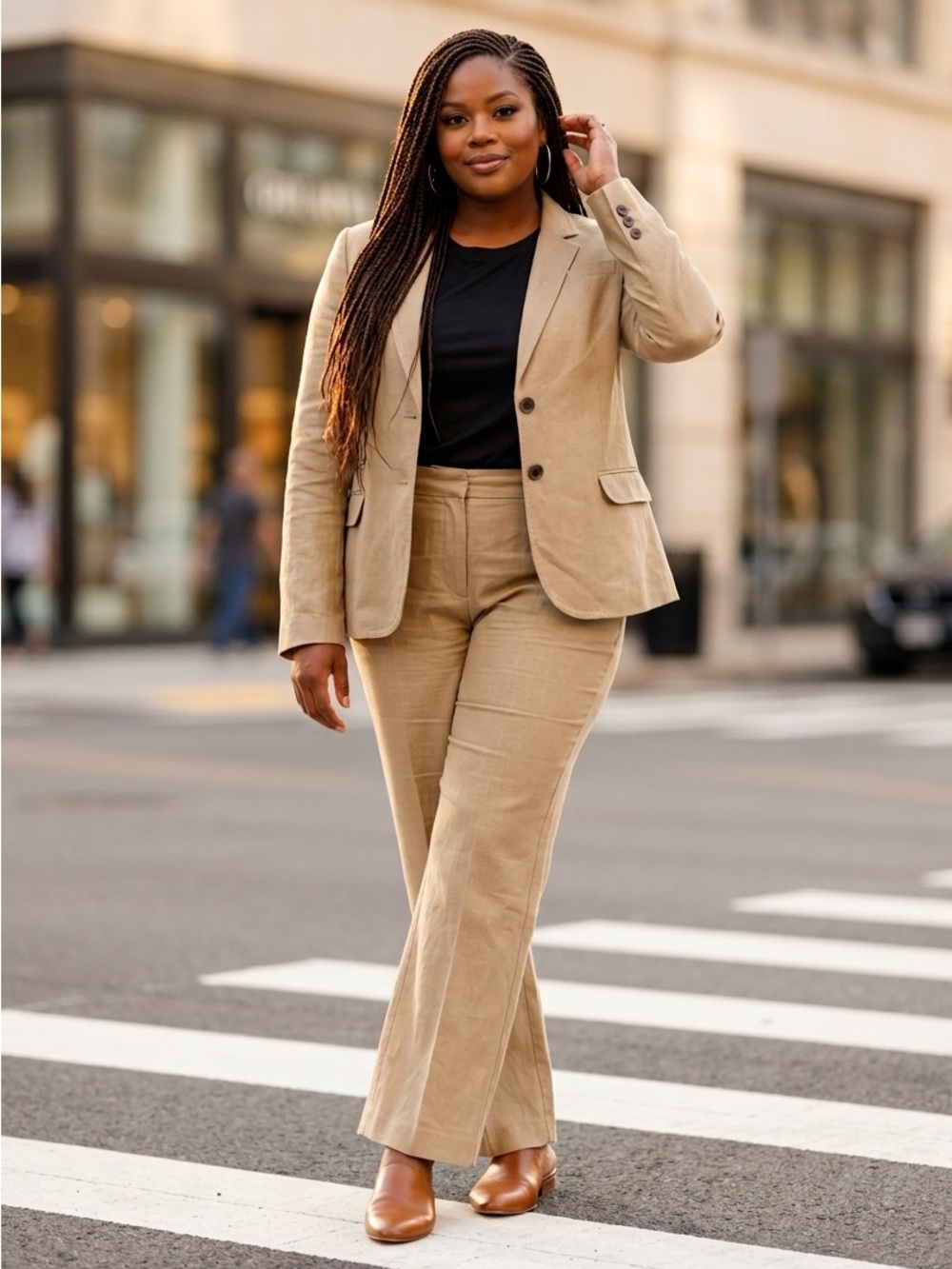 J. Crew Schoolboy Women’s Tan Linen 2 Button Single Breasted Blazer Jacket 16T